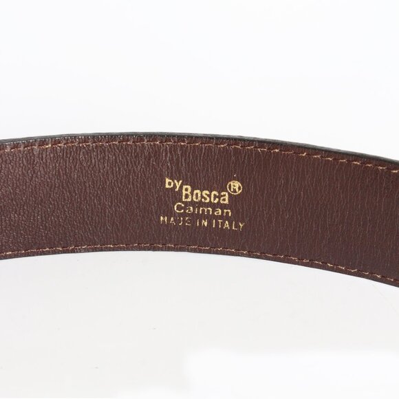 Bosca Belt Mens Caiman Glossy Croc Alligator Exotic Skin Gold Buckle - Picture 7 of 8